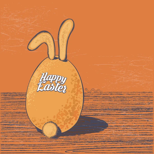 Cartolina d'auguri di Pasqua di disegnato a mano in formato vettoriale. Coniglietto di Pasqua — Vettoriale Stock