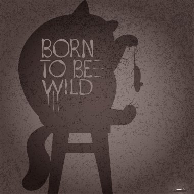 Şişman kedi bir fare avcılık gölge ile vektör çizim