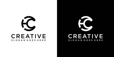 HC veya CH ilk harf logo tasarım vektörü