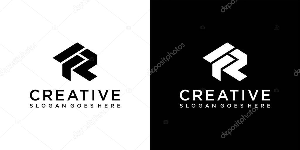 FR of RF initial letter logo design vector
