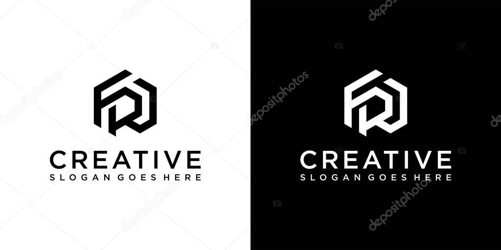 FR of RF initial letter logo design vector