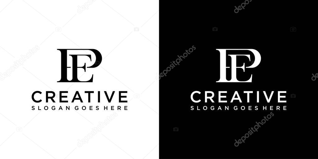 EP or PE initial letter logo design vector