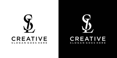 SL veya LS ilk harf logo tasarım vektörü