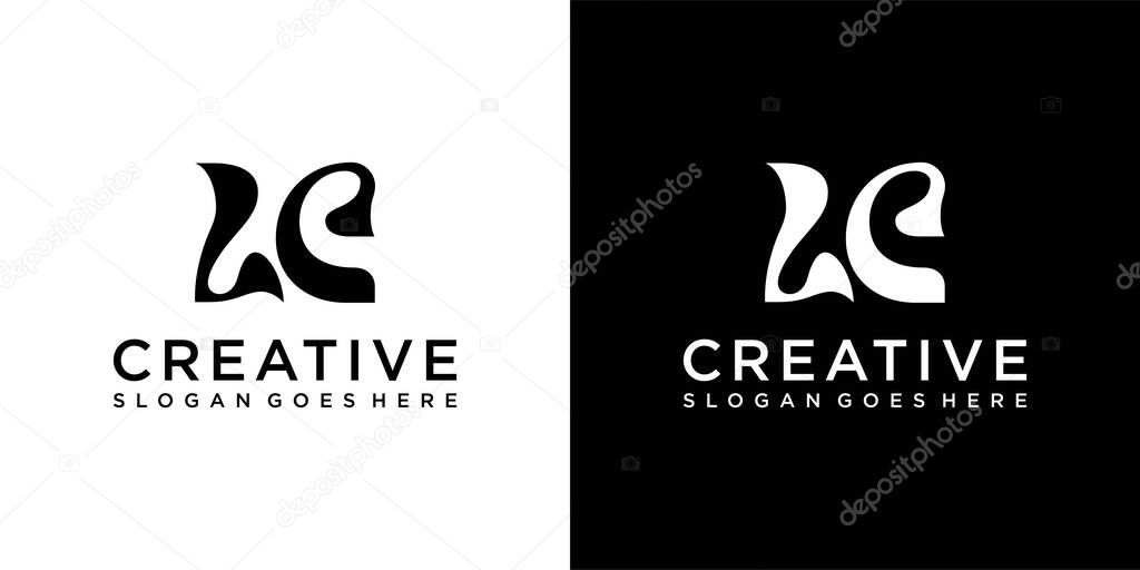 LC or CL initial letter logo design vector