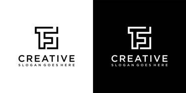 TF or FT initial letter logo design vector