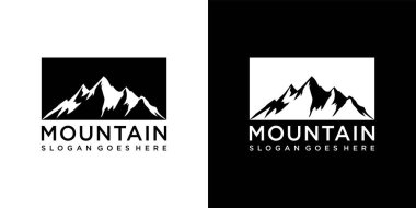 Klasik dağ vektör logosu tasarımı ve illüstrasyonu