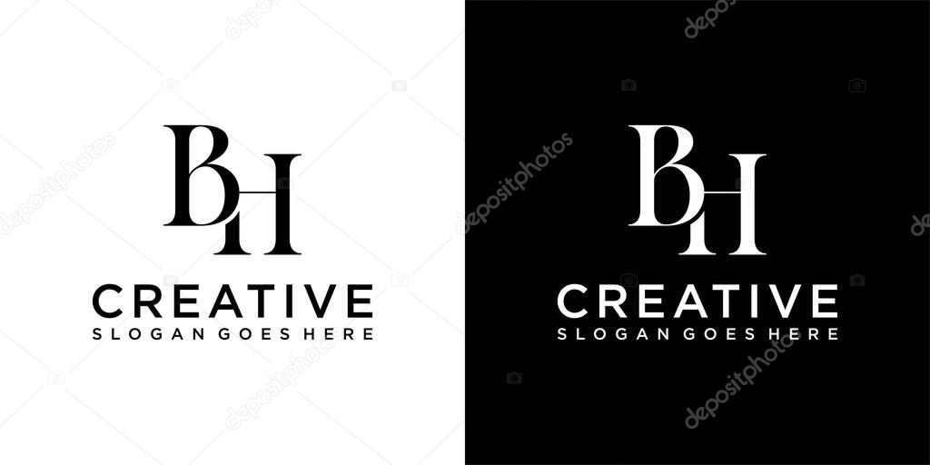 BH or HB initial letter logo design vector