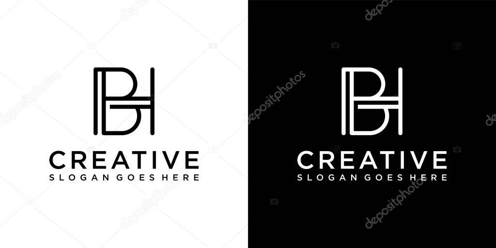 BH or HB initial letter logo design vector