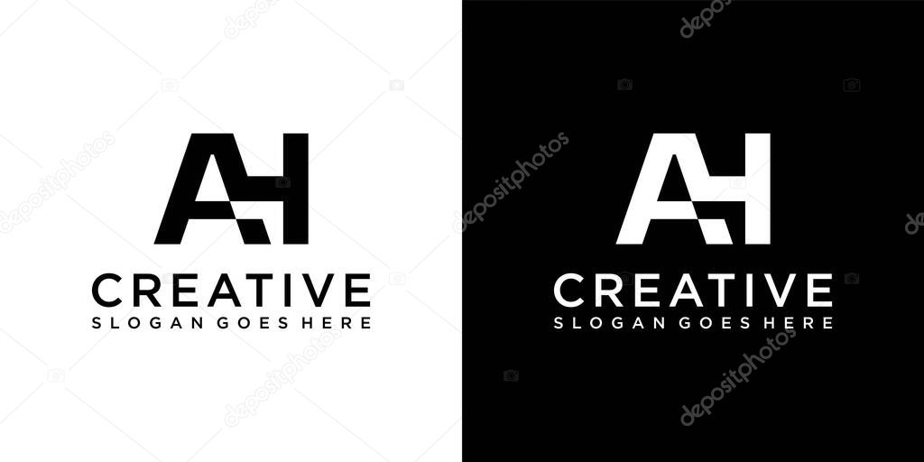 AH or HA initial letter logo design vector