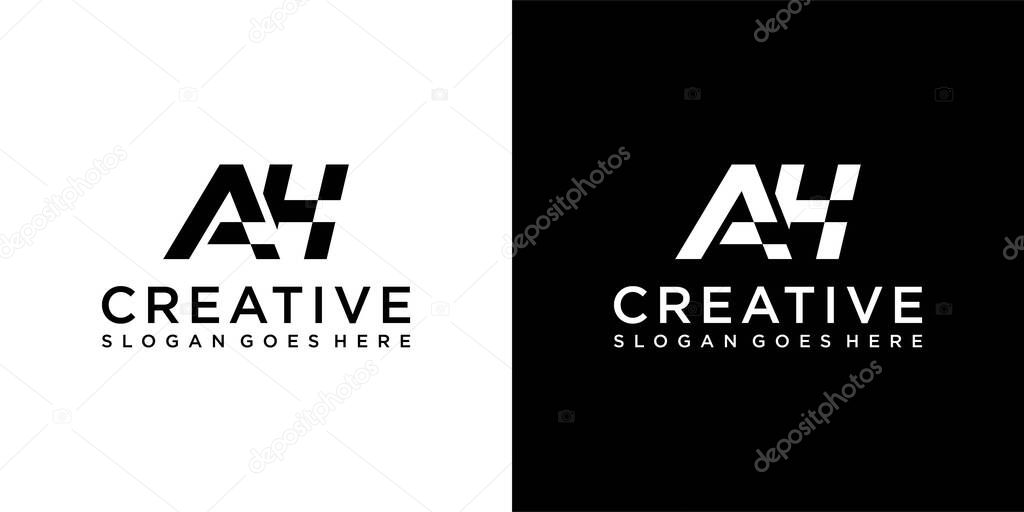 AH or HA initial letter logo design vector
