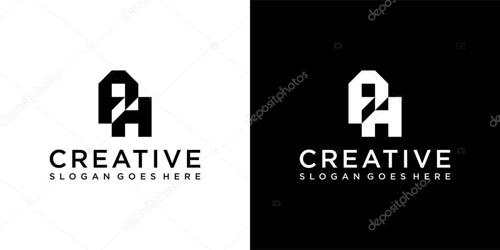AH or HA initial letter logo design vector template