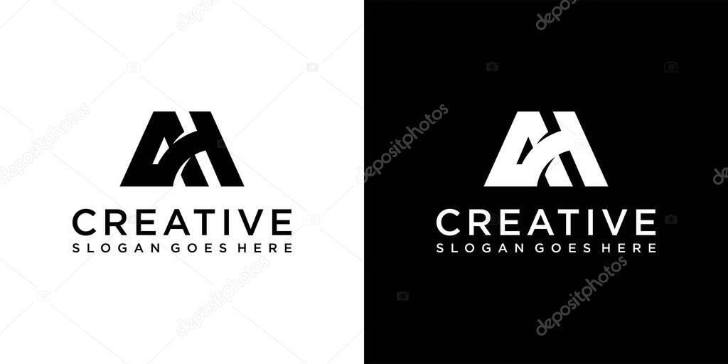 AH or HA initial letter logo design vector template