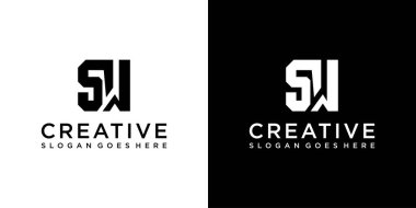 SW veya WS ilk harf logo tasarım vektörü