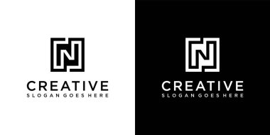 Initial letter N or NN monogram logo design vector