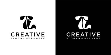 TL or LT initial letter logo design vector