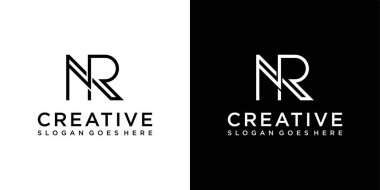 NR veya RN ilk harf logo tasarım vektörü