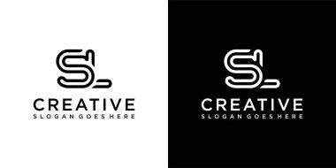 SL ya da LS ilk harf logo tasarım şablonu