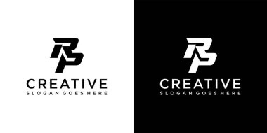 RP ya da PR ilk harf logo tasarım şablonu