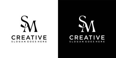 SM veya MS ilk harf logo tasarım vektörü