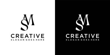 SM veya MS ilk harf logo tasarım vektörü