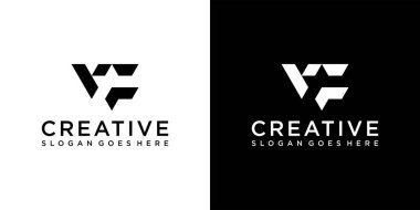 VF veya FV ilk harf logo tasarım vektörü
