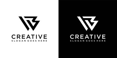 WB veya BW ilk harf logo tasarım vektörü