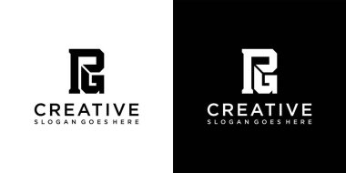 PG veya GP ilk harf logo tasarım vektörü şablonu