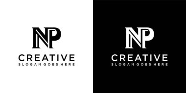 NP veya PN ilk harf logo tasarım vektör şablonu