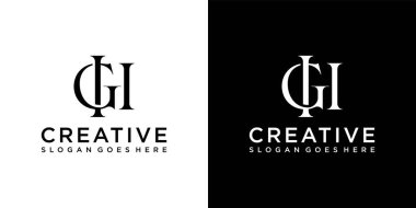 GH veya HG ilk harf logo dizayn vektör şablonu