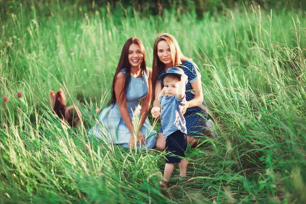아름다운 가족은 속에서 휴식을 취한다 엄마와 공원에서 과놀고 부드러운 — 스톡 사진