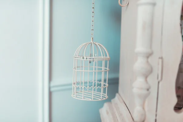 Witte Vogelkooi Het Interieur Lichte Kamers — Stockfoto