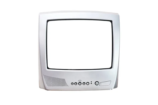 Tecrit edilmiş eski bir televizyon. Retro teknoloji konsepti. Metin için boş ekran.