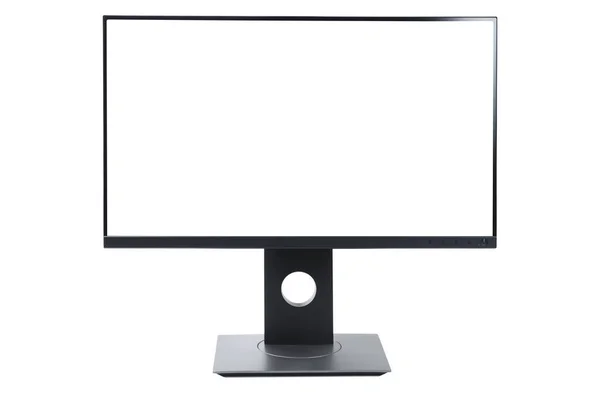 Boş Beyaz Düz Ekran Bilgisayar Monitörü Beyaz Arkaplanda Izole Edildi — Stok fotoğraf