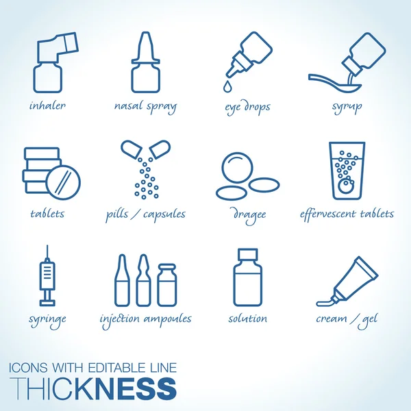 Drug forms icons vector — Stock Illustration Drug forms icons vector Royalty Free Stock Illustrations