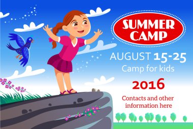 Çocuğun yaz kampı poster ya da hızlı tren. 