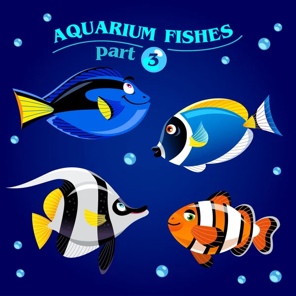 Marine aquarium vissen in cartoon stijl. — Stockvector