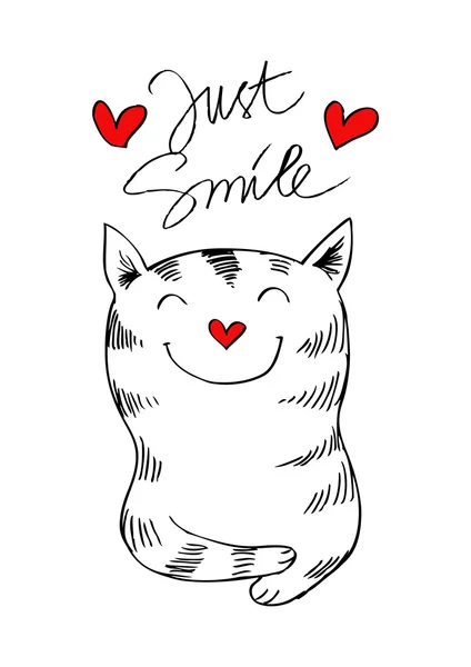 可爱的猫咪与刻字"笑一笑" — 图库照片
