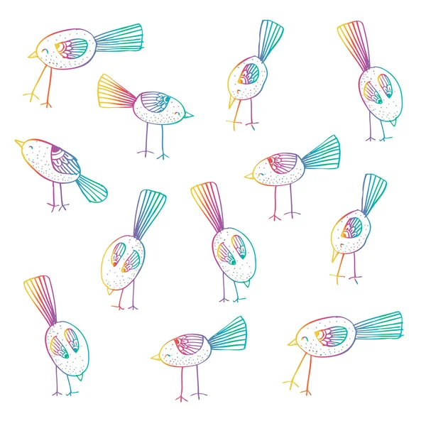 Cute birds. Sketchy style. — Stock Photo, Image