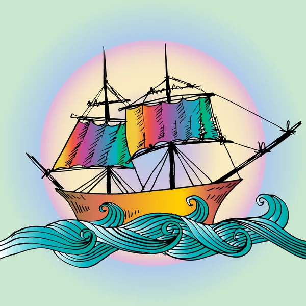 Segelboot. Handzeichnung Illustration. — Stockfoto