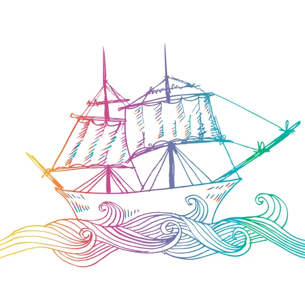 Sailboat. Hand drawing illustration. — Stock Photo, Image