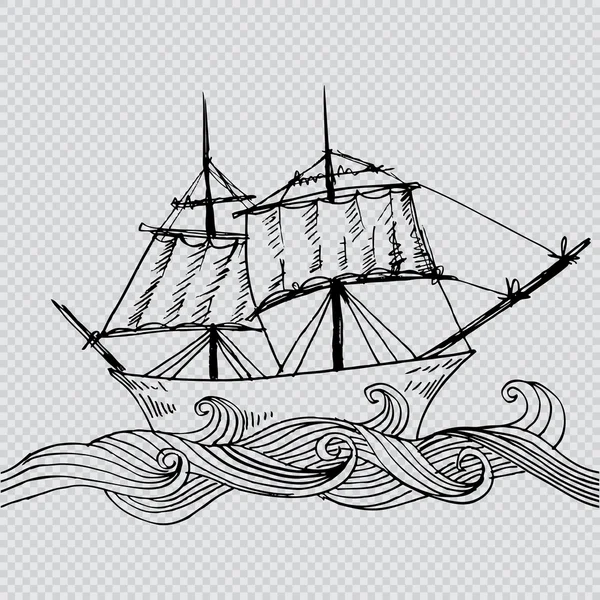 Un velero. Dibujo a mano ilustración . —  Fotos de Stock