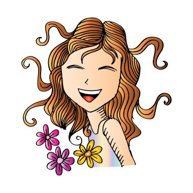 sevimli kız doodle tarzı ile.