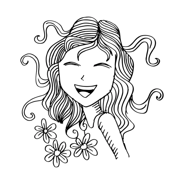 Χαριτωμένο κορίτσι με doodle στυλ. — Φωτογραφία Αρχείου