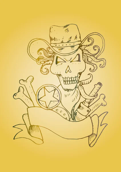 Design loga šerifa lebky. Ruky nakreslené ilustrace. — Stock fotografie