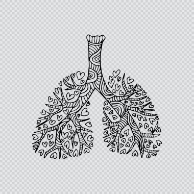 Akciğerler Illustration. İnsan organı çizim doodle.