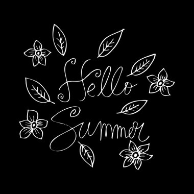 Merhaba yaz. Çizilmiş dekoratif çiçek öğeleri el anneler günü, doğum günü, düğün için. Karalamalar, kroki. 