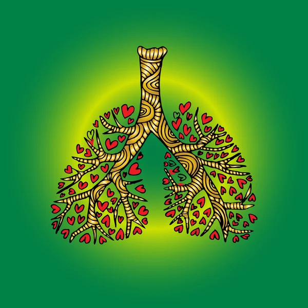 肺のイラスト。人間オルガンの図面を落書き. — ストック写真