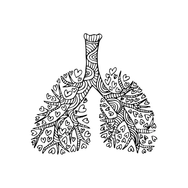 Illustration of lungs. Doodle drawing of human organ. — Stock Photo, Image