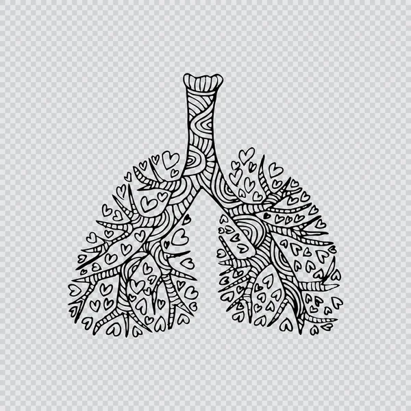 Иллюстрация легких. Дудл-рисунок человеческого органа . — стоковое фото