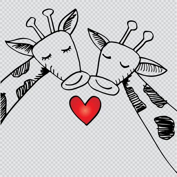 Duas girafas de desenhos animados apaixonadas . — Fotografia de Stock
